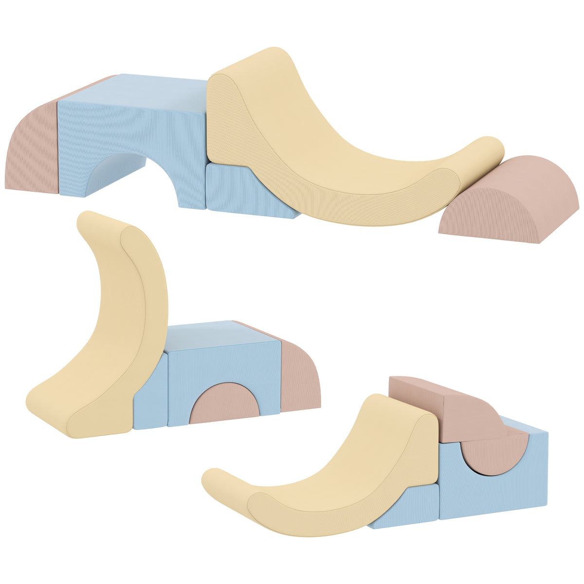 5er-Set Schaumstoff-Kletterbl?cke, Cordbezug, leichtes Gewicht, zum Bauen, Krabbeln, Klettern, Bunt