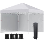 Faltpavillon, 2 Seitenwände, höhenverstellbar, mit Transporttasche, rostfreies Stahlgestell, 3x3 m, Weiß