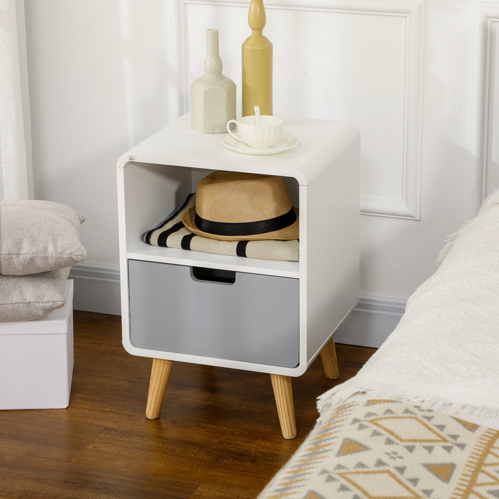 Nachttisch, skandinavisches Design, gro?e Schublade, wasserfeste Lackierung, 40 x 38 x 58 cm, Wei?