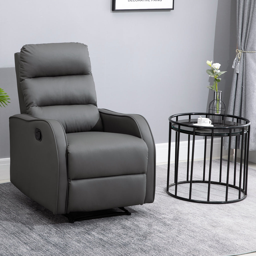 Relaxsessel mit Fu?st¨¹tze, Liegesessel, ausklappbare Fu?st¨¹tze, Kunstleder, Dunkelgrau