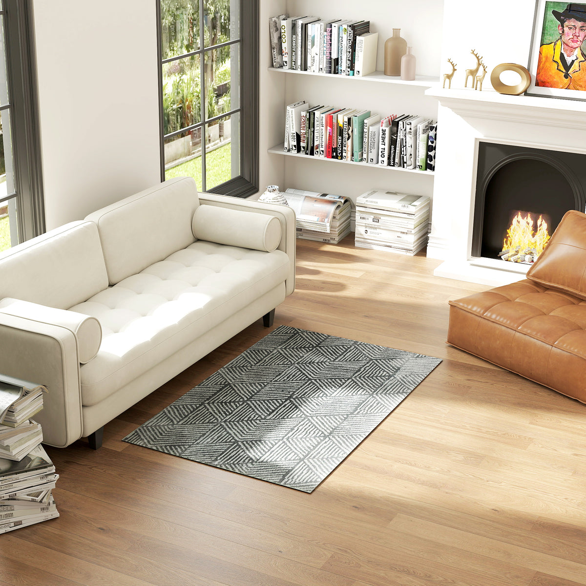 Teppich Wohnzimmerteppich im Modern Stil, waschbar Fl?chenteppich 150 x 80 cm Dunkelgrau