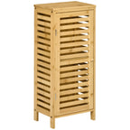 Badezimmerschrank mit Lamellent¨¹r, versetzbarem Einlegeboden, Naturbambus, 30x19,9x70 cm