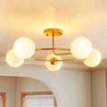 Deckenleuchte 20W Deckenlampe mit 5 G9-Fassungen, Eleganter Gold-Weiß-Look, Leuchtmittel nicht enthalten