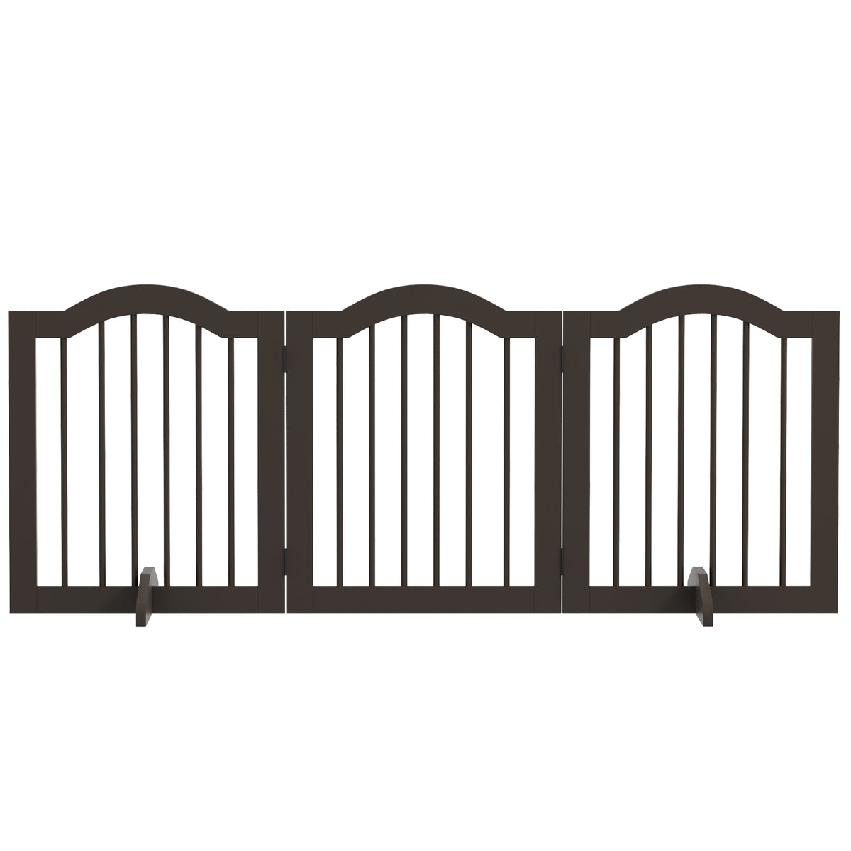 Hunde-Absperrgitter, 3 Paneele, klappbar, Massivholz und MDF, 154,5 x 29,5 x 61 cm, Kaffee