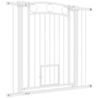 96cm Tall Dog Gate with Cat Door, 7cm and 14cm Extensions, for Stairs, Doorways, 76-104cm Width