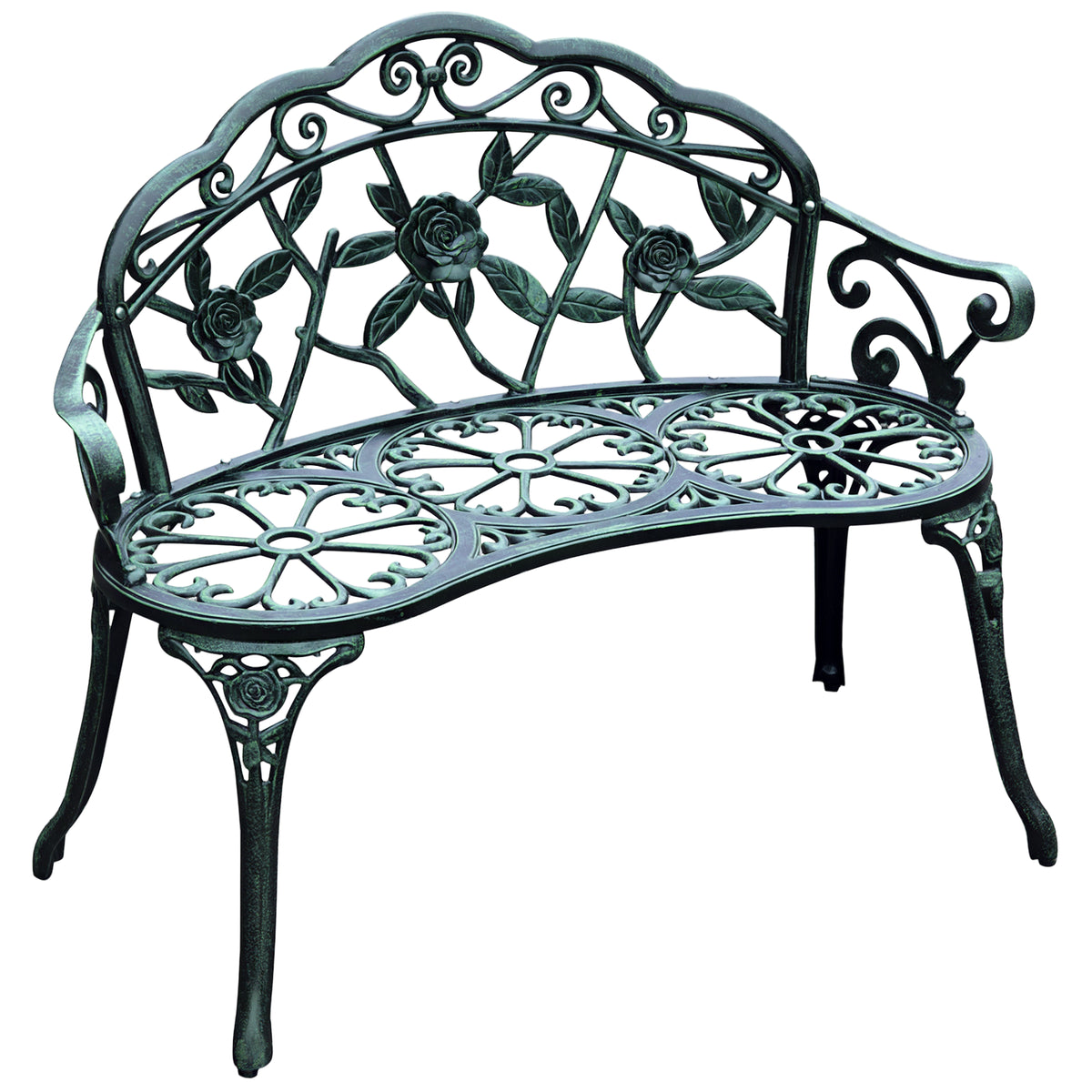 Cast Aluminium Garden Bench - Vintage Green