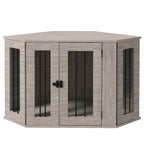 Hundebox, Hundekäfig, Eckdesign, inkl. Verriegelung, 1 Liegekissen, 104 x 55 x 63 cm, Braun