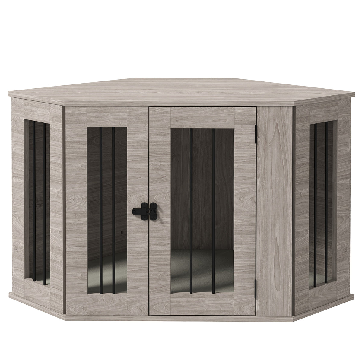 Hundebox, Hundekäfig, Eckdesign, inkl. Verriegelung, 1 Liegekissen, 104 x 55 x 63 cm, Braun