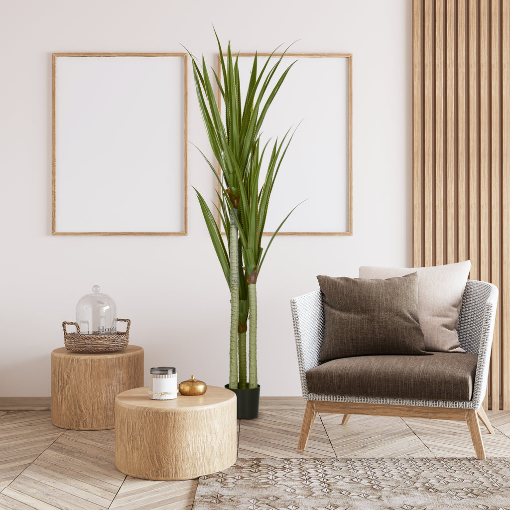 Künstliche Yucca groß 190cm Kunstpflanze, Plastik Künstliche Pflanze im Topf, 17 x 17 x 190 cm Smaragdgrün
