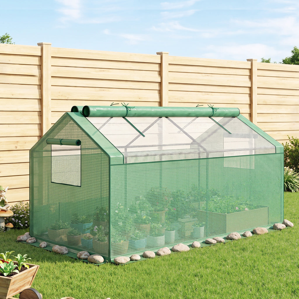 Mini-Gewächshaus Frühbeet Foliengewächshaus, wetterbeständig, 180 x 92 x 92 cm, Grün