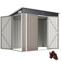 7.5 x 4.3ft Metal Garden Storage Shed, Waterproof Outdoor Shed with Triple Lockable Door, Gloves, Vents, Light Grey