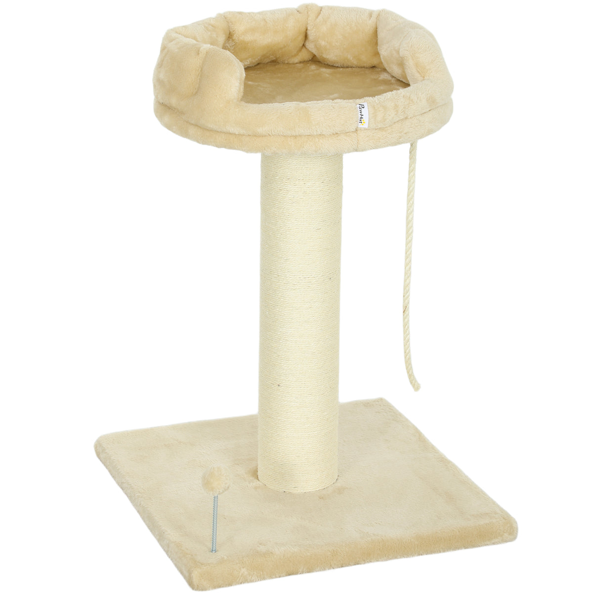 Kratzbaum Katzenbaum Katzenbett, 1 Katzenbett, inkl. Katzenspielzeug, 55 cm x 55 cm x 83 cm, Beige