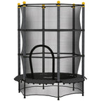 4.6FT/55" Kids Trampoline with Enclosure Net, Outdoor Indoor Use, for Ages 3-10 Years, Black