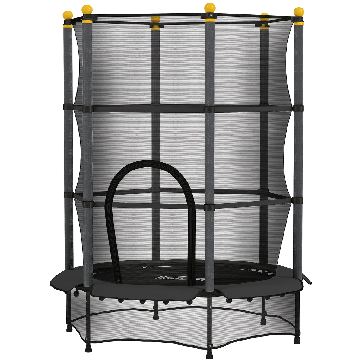 4.6FT/55" Kids Trampoline with Enclosure Net, Outdoor Indoor Use, for Ages 3-10 Years, Black