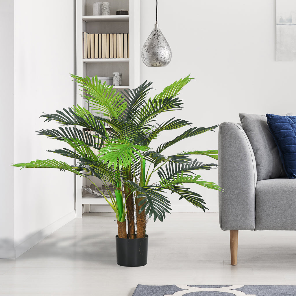 K¨¹nstliche Palme, 1 m, realistische Zweige, Dekorationspflanze, Kunststoff, mit Topf, Braun+Gr¨¹n