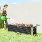 Hochbeet aus Stahl Gartenbeet Pflanzkasten Blumenkasten Blumenkübel mit Handschuhe Grau 183 x 47 x 40 cm