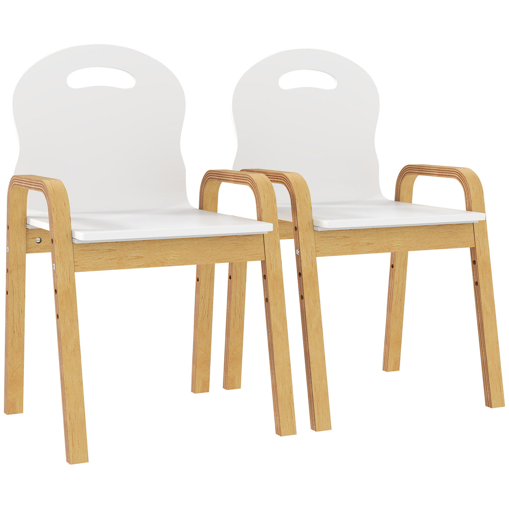 Holzstuhl-Set für Kinder, rutschfeste Fußpads, 3-9 Jahre, höhenverstellbar, Weiß