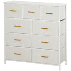 Chest of Drawers with 9 Fabric Drawers, Boucle Storage Organiser with Steel Frame, Fabric Dresser for Bedroom, Living Room, Hallway, Cream White