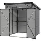  6 x 6ft Outdoor Storage Shed, Plastic Garden Shed with Windows and Air Vents, Outdoor Resin Tool Shed with Latch Doors for Garden, Deck, Light Grey