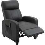 Relaxsessel Fernsehsessel mit Vibrationsmassage, Massagesessel mit Liegefunktion, 2 Massagepunkte, TV Sessel mit Fernbedienung, Seitentasche, Kunstleder für Wohnzimmer, Schwarz