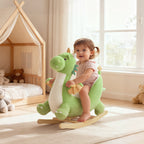 Schaukeltier, Dinosaurier-Schaukel, interaktive Tierger?usche, weiche F¨¹llung, Holzrahmen, 73 x 39 x 66 cm, Gr¨¹n