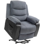 Aufstehsessel mit weichem Cordbezug, Recliner-Sessel mit Fernbedienung und Seitentaschen, Dunkelgrau