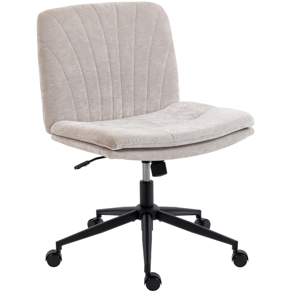 Homeoffice Stuhl Schreibtischstuhl mit Leinenoptik Höhenverstellbar Schneidersitz Drehstuhl mit Wippfunktion, Beige