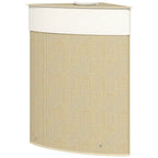Wäschekorb im Eckdesign, Bambusgeflecht, 55 Liter, Stoffbeutel, Metallrahmen, Creme