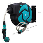 10m Garden Hose Reel Wall Mounted Auto Rewind with 7 Patterns Spray Nozzle, Includes Wall Fixings