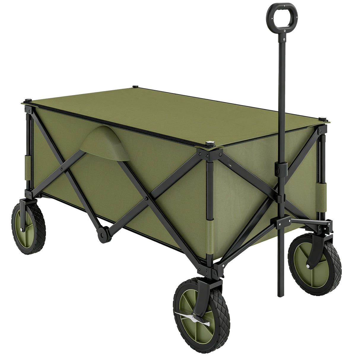 Bollerwagen, klappbar, 5 Seitentaschen, einziehbare Griff, bis 120 kg belastbar, Stahl, 108 x 55 x 93 cm, Gr¨¹n