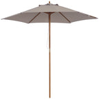 2.5m Wood Garden Parasol Sun Shade Patio Outdoor Wooden Umbrella Canopy, Table Market Umbrella with Vent, 38mm Pole, Rope Pulley Mechanism, Grey