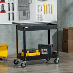 Werkstattwagen, 2 Etagen, Schubkarre, 4 Rollen, Stahl, bis 150 kg, 84,5 x 38 x 84 cm, Schwarz
