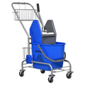 Reinigungseimer, Wischmoppeimer, rollbar, Kunststoff, Metallgriff, Blau