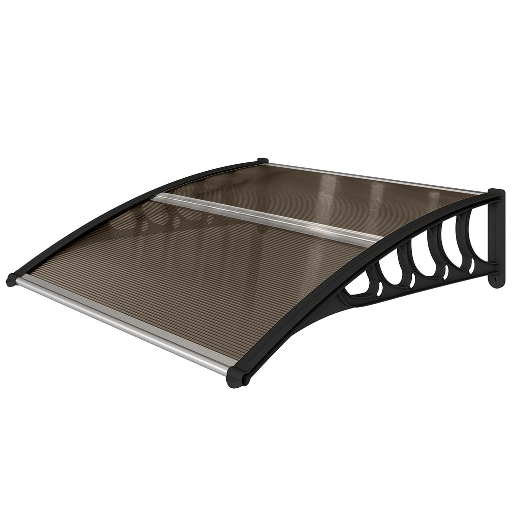 Front Door Canopy, Outdoor Awning, Rain Shelter for Window, Porch and Front/Back Door, 103 x 96.5 cm, Brown