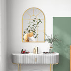 90 X 61cm Arched Grid Mirror - Gold Tone