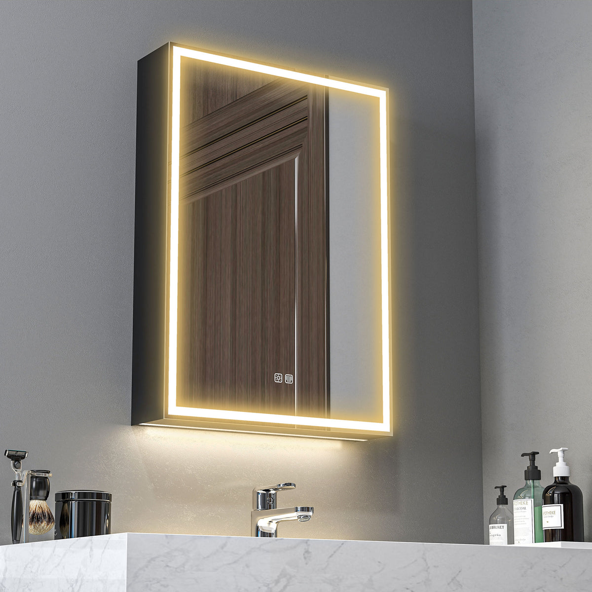 LED Mirror Bathroom Cabinet, with Shaver Socket