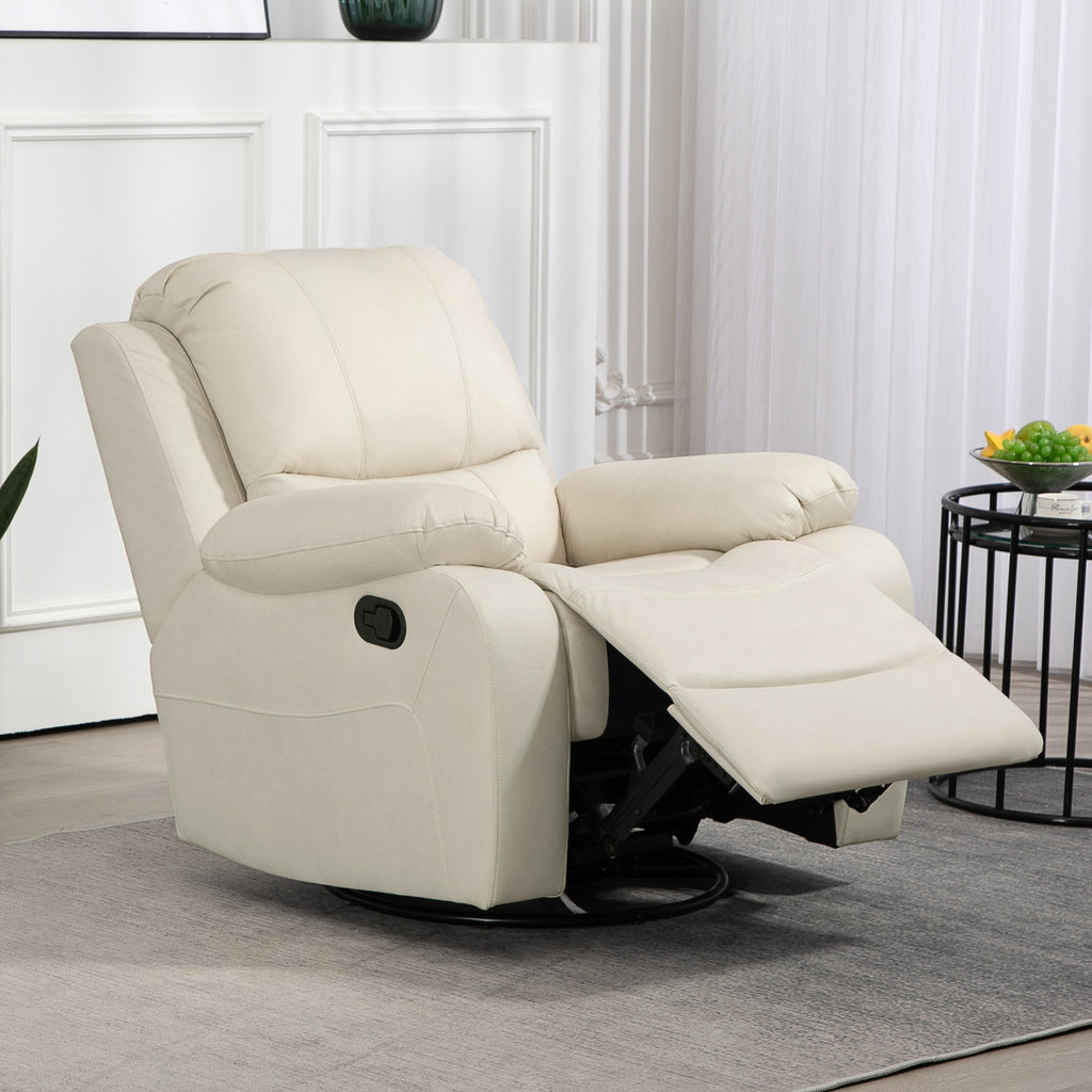 Relaxsessel, verstellbare Lehne & Fu?st¨¹tze, drehbar, bis 150 kg, Stahlrahmen, 93x100x98cm, Cremewei?