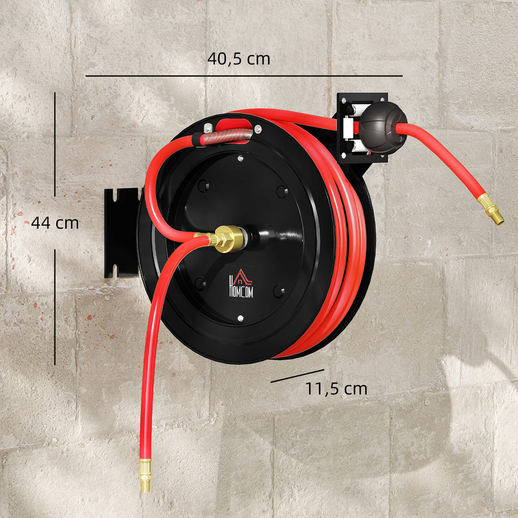 Wandmontierte Gartenschlauchrolle, automatisches Zur¨¹ckziehen, 20 bar Wasserdruck, 15+1 m Wasserschlauch, Metall