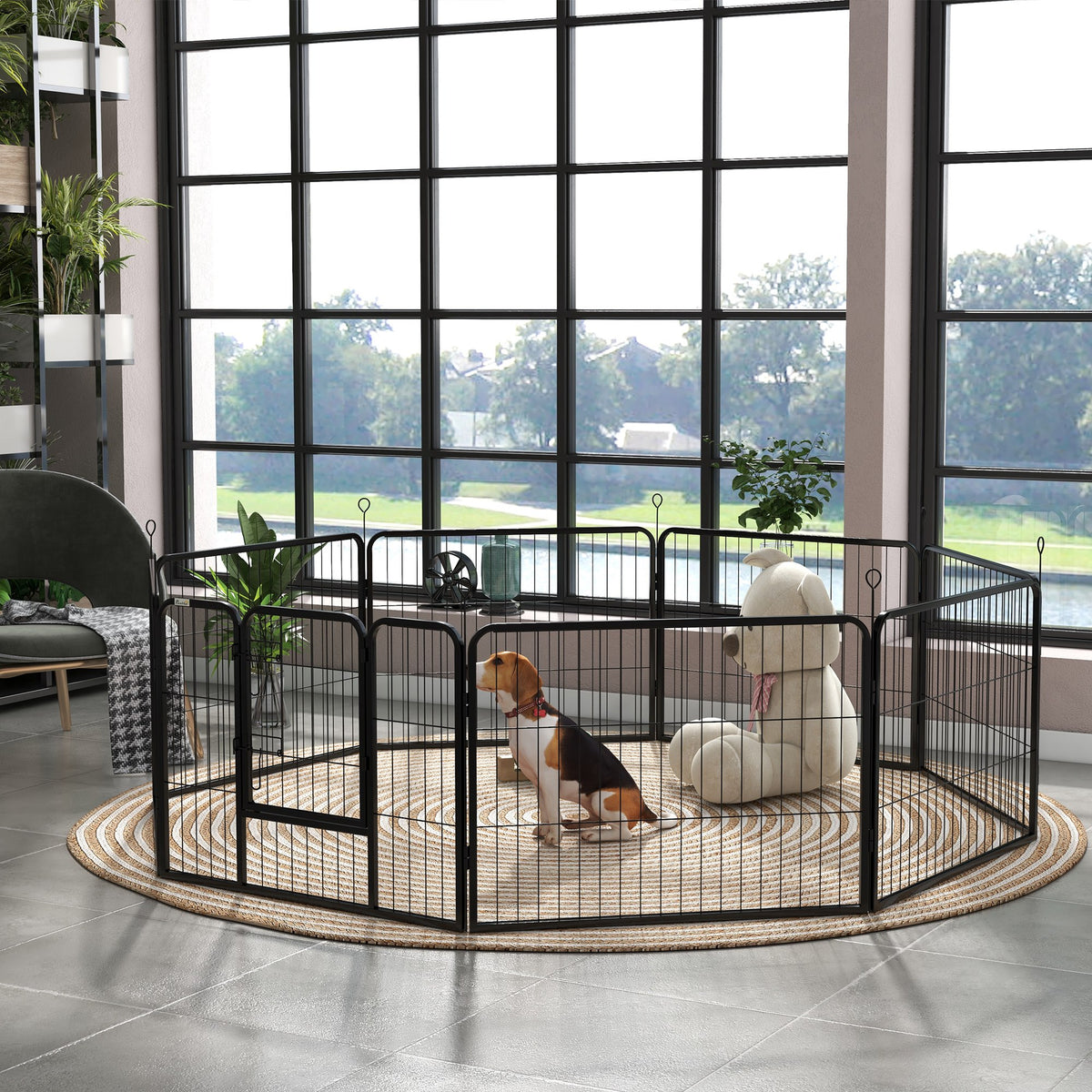 Steel 8 Panel Dog pen Pet Puppy PlayPen Grey