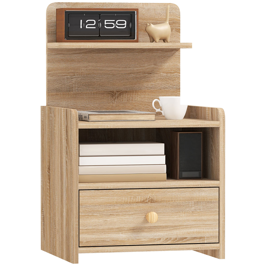 Beistelltisch, Nachttisch mit Stauraum, Spanplatte, kippsicher, modern, Naturholz