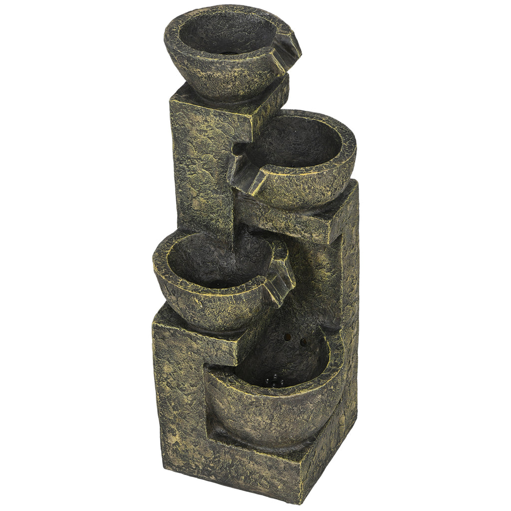 Gartenbrunnen Wasserbrunnen Brunnen, verstellbare Geschwindigkeit, 25 x 24 x 60 cm, Schwarz
