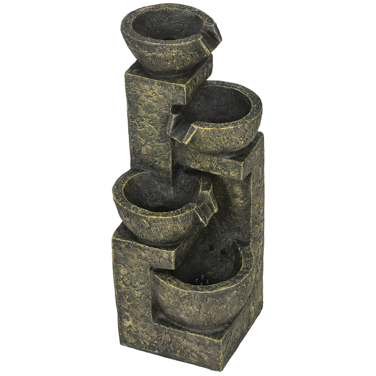Gartenbrunnen Wasserbrunnen Brunnen, verstellbare Geschwindigkeit, 25 x 24 x 60 cm, Schwarz