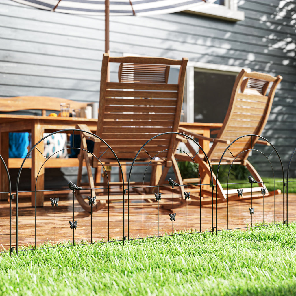 Gartenzaun Zaun Stahl 300 cm x 70 cm hoch Dekorativer Gitterzaun Set Zaunelemente Schwarz