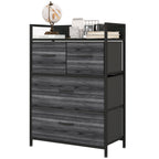 Rustic Chest of Four Fabric Drawers - Black