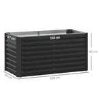 Hochbeet 2er-Set, Pflanzkasten, extra tief, Metall, 120 x 60 x 60 cm Dunkelgrau