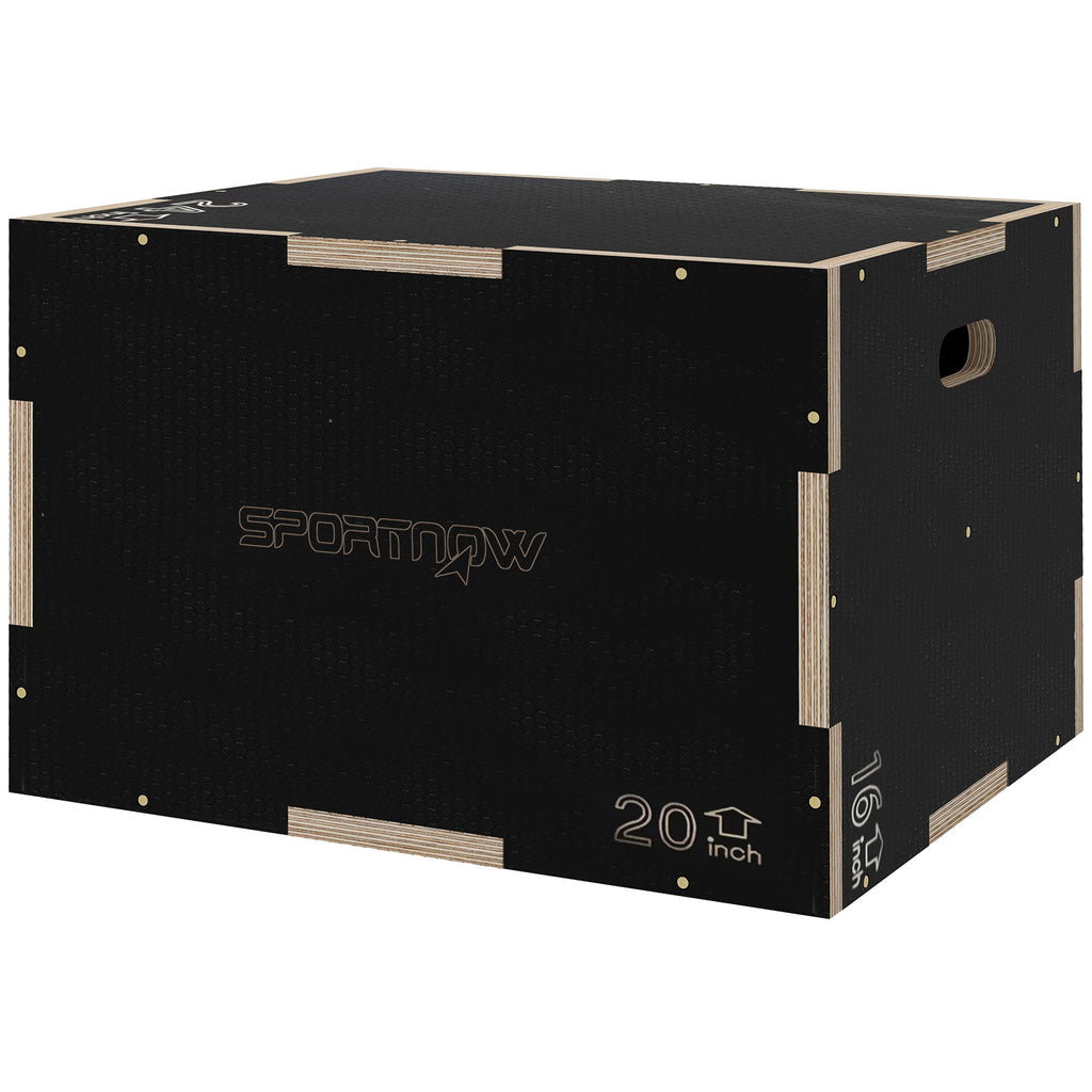 Multi-Faceted Jump Box, Wooden Step Up Box, for Home, Gym, Exercise, 41/51/61cm - Black