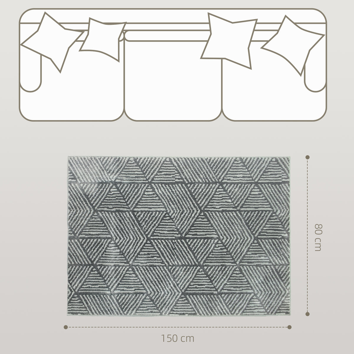 Teppich Wohnzimmerteppich im Modern Stil, waschbar Fl?chenteppich 150 x 80 cm Dunkelgrau