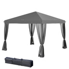 Faltpavillon, Faltzelt mit Seitenwänden inkl. Tragetasche, Gartenpavillon, Metall, Oxfordstoff, 3 x 3 m, Hellgrau