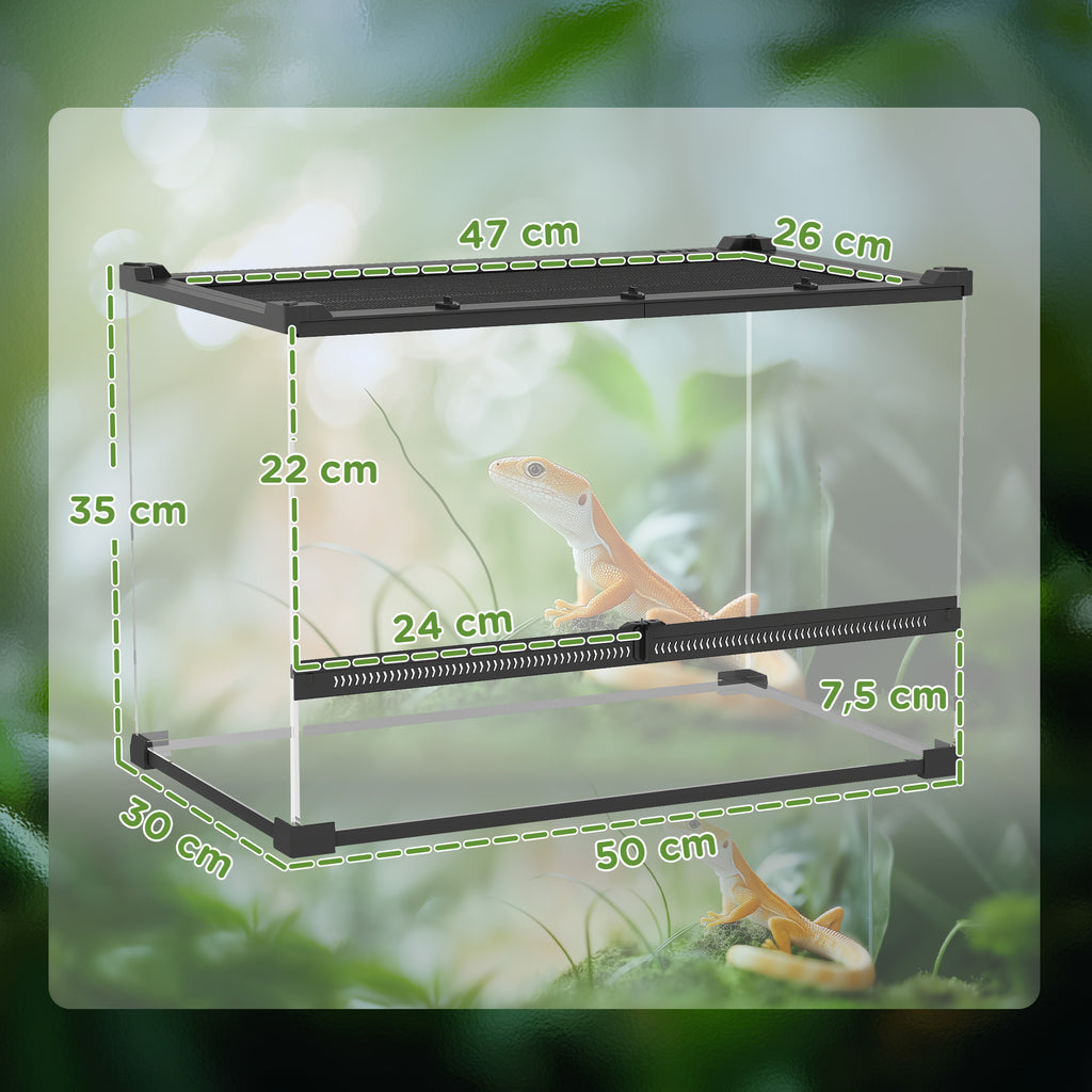 Glas-Terrarium f¨¹r Reptilien, erh?hter & wasserdichter Boden, Knopfschloss