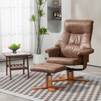 Relaxsessel mit Hocker, 360° drehbar, 135° neigbar, atmungsaktiver Bezug, 78 x 82,5 x 109 cm, braun